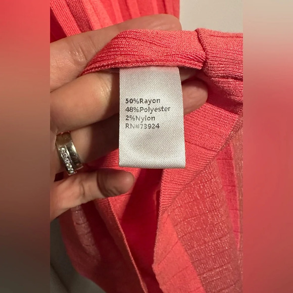 NWT Ming Wang Pleated Knit Dress in Sunkissed Coral Size XS - Picture 14 of 15